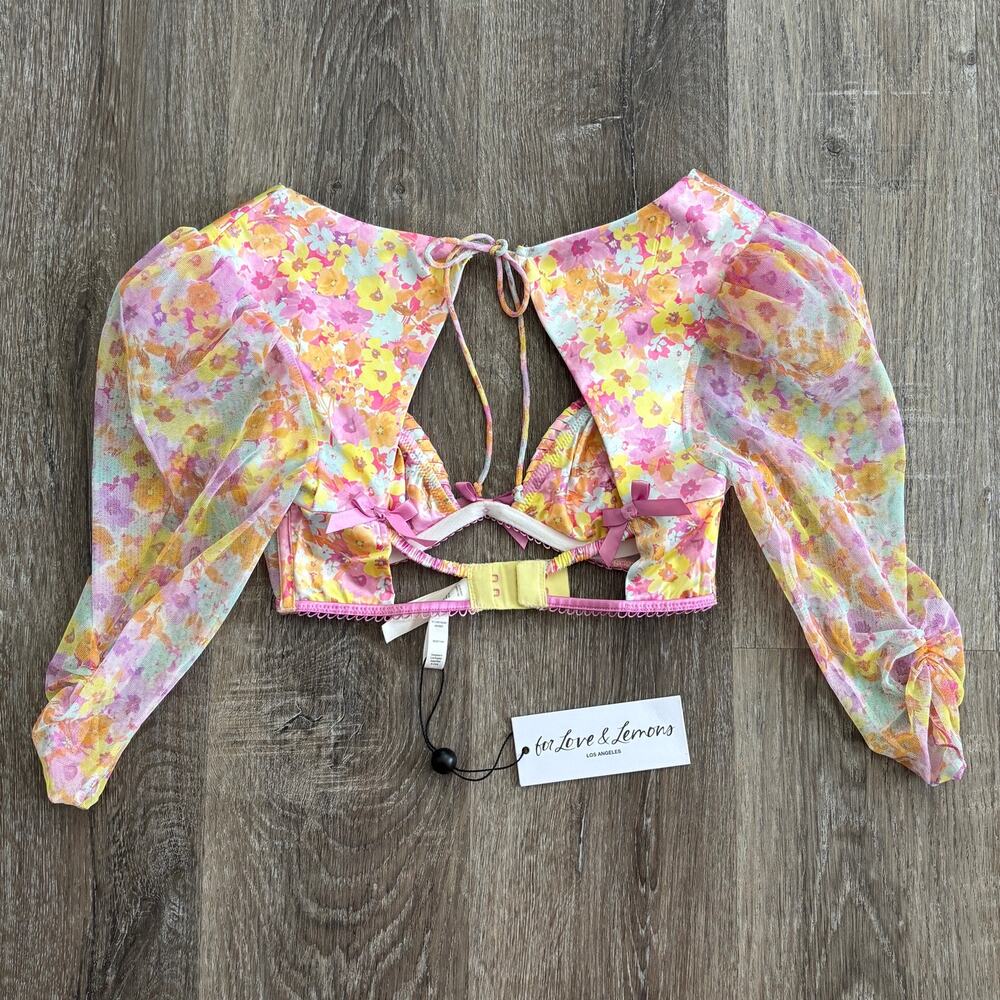 NWT For Love & Lemons Pastel Punch Bralette Crop Top - Size: XXS - Picture 7 of 9